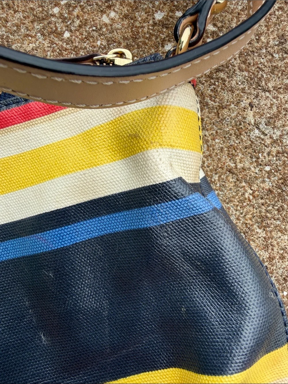 Kate Spade Striped Crossbody Bag in Navy, Yellow & Red. Read Description